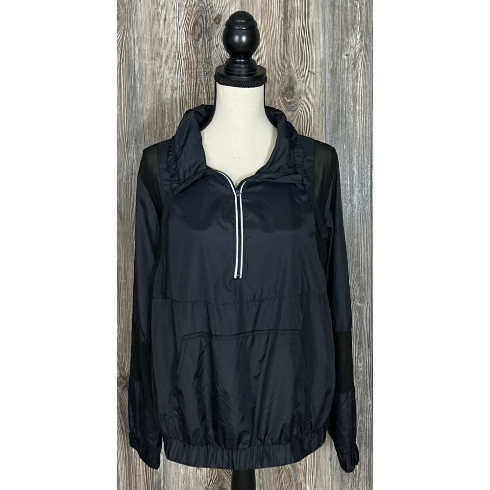 Fabletics Athletic Jacket Black, Full Zip, Mock Neck,‎ Windbreaker, Reflective~L